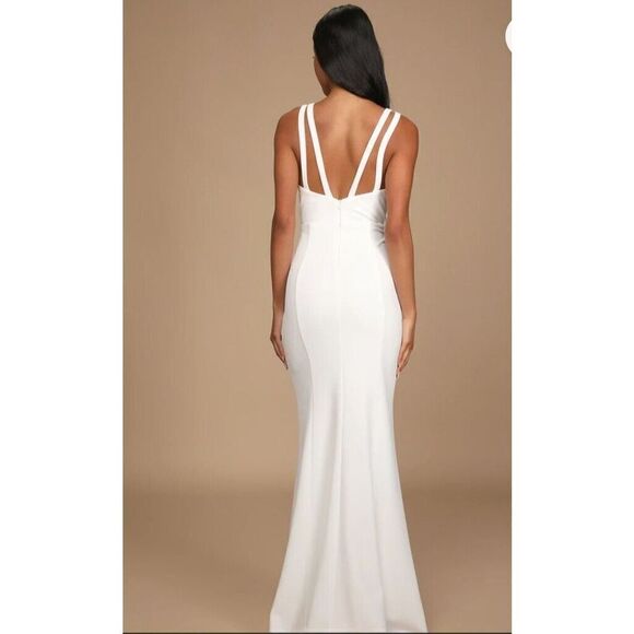 Lulu’s Dress White Love Galore Mermaid Maxi Dress Fully Lined Size Small - Picture 1 of 9